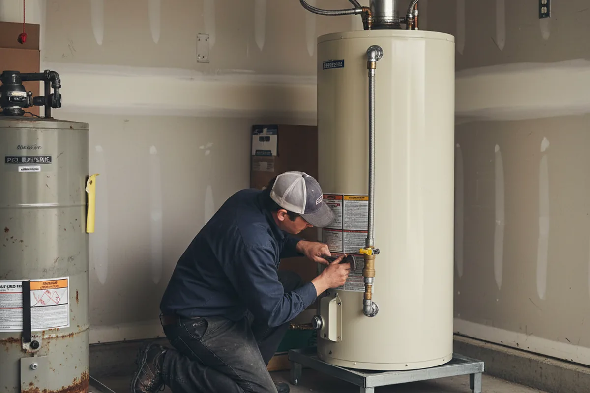 Water heater and shutoff valve replacement in Roxbury