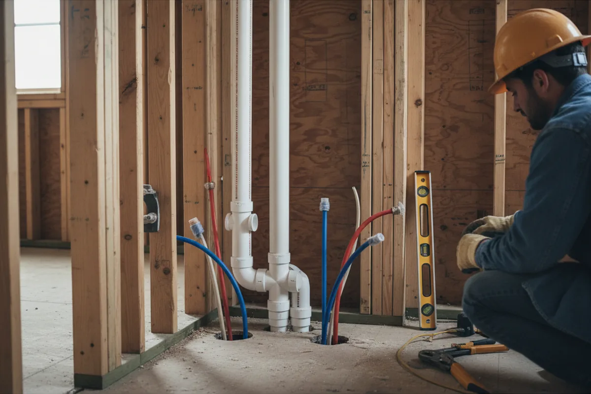 Drain and supply rough-in during Garbage Disposal Repair in Roxbury